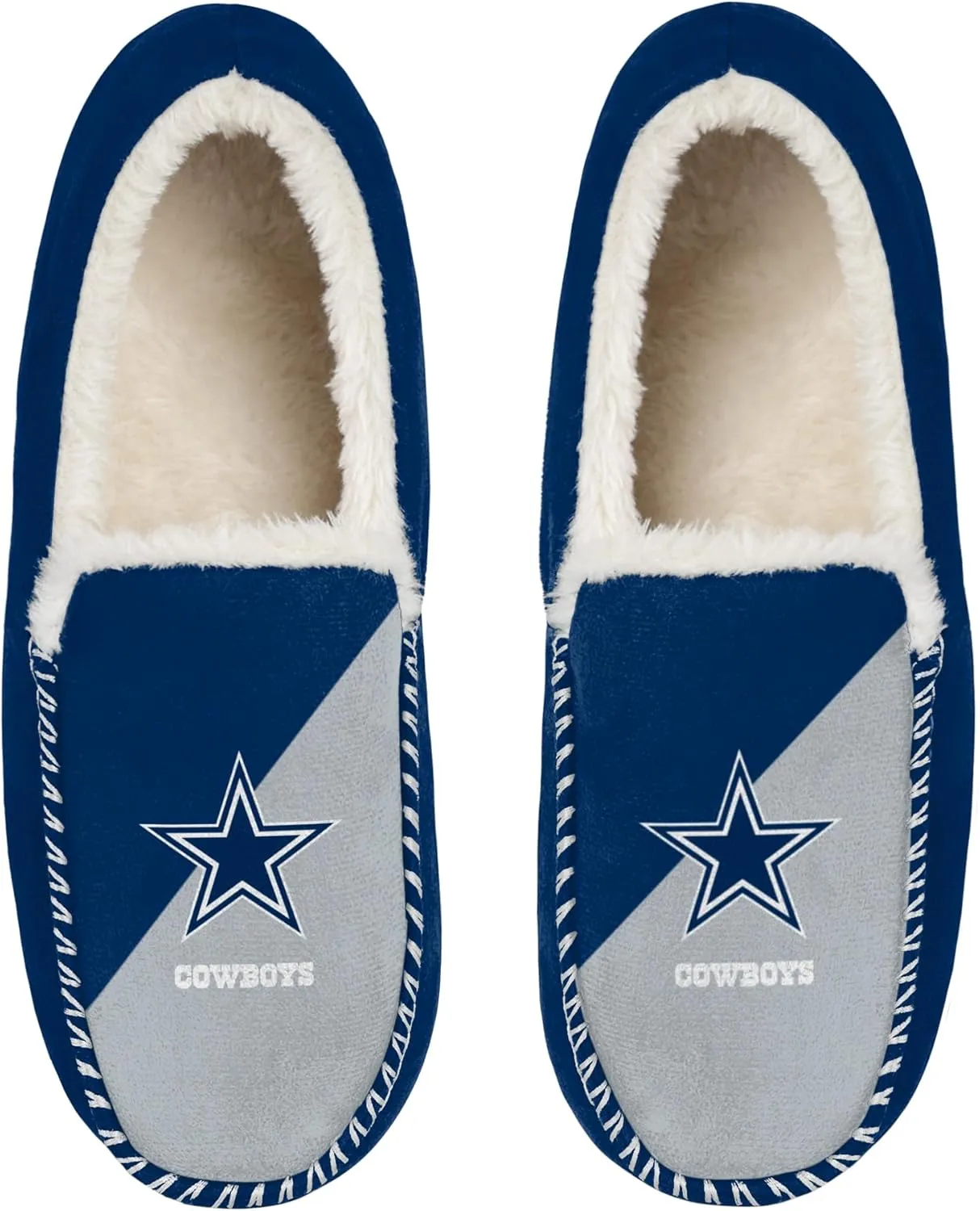 FOCO NFL Unisex-Adult Officially Licensed Color Block Primary Logo Sherpa Lined Moccasin Slippers