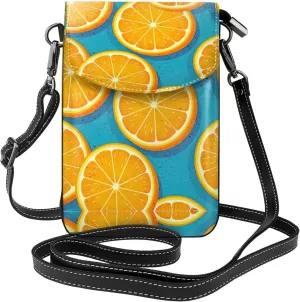 Fresh Orange Fruit Crossbody Bag For Women Leather Cellphone Shoulder Purses Fashion Travel Designer Wallet