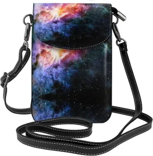 Galaxy In The Universe Crossbody Bag For Women Leather Cellphone Shoulder Purses Fashion Travel Designer Wallet, Black