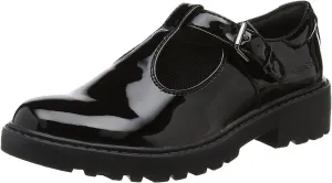 Geox Girl's Junior Casey T-Bar Senior School Shoes 35 M EU/ 3.5 M US Big Kid Black Patent