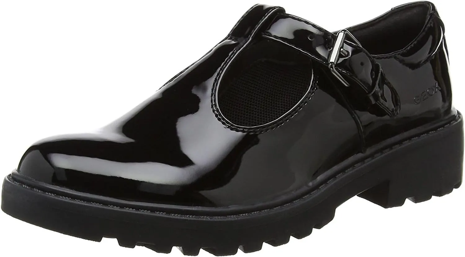 Geox Girl's Junior Casey T-Bar Senior School Shoes 35 M EU/ 3.5 M US Big Kid Black Patent