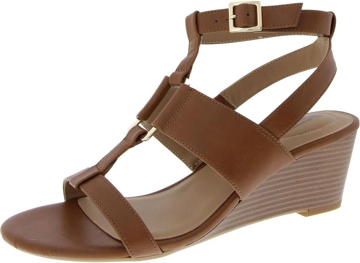 Giani Bernini Womens Christa Faux Leather Open Toe Ankle Strap