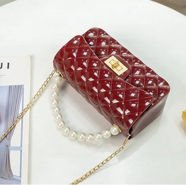 Girls Fashion Crossbody Purse Shoulder Bag Teenager Kids Handbag Birthday Gift Pretend Play Party Toy Holiday Christmas Gift (3.Burgundy Red)