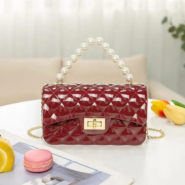 Girls Fashion Crossbody Purse Shoulder Bag Teenager Kids Handbag Birthday Gift Pretend Play Party Toy Holiday Christmas Gift (3.Burgundy Red)