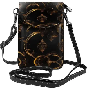 Gold Black Wallpaper Crossbody Bag For Women Leather Cellphone Shoulder Purses Fashion Travel Designer Wallet