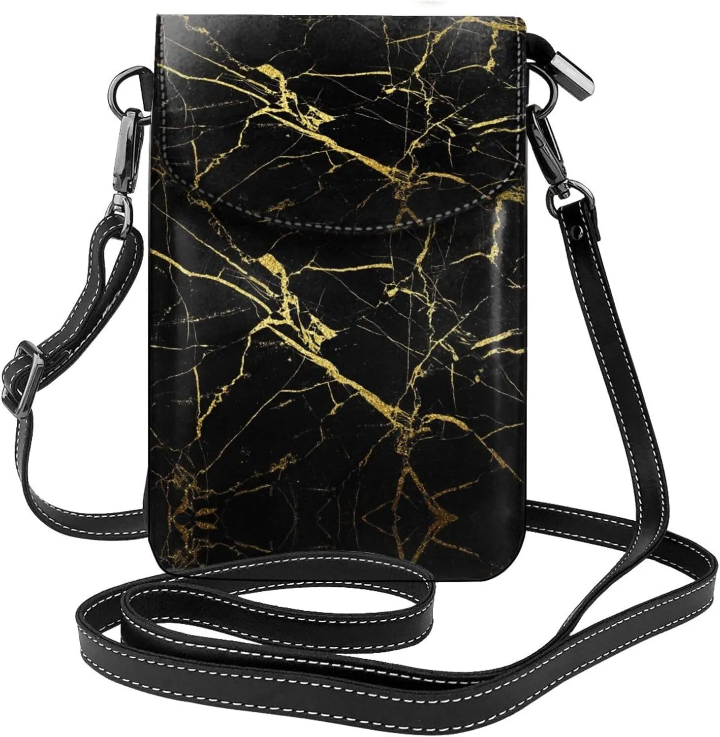 Gold Black Wallpaper Crossbody Bag For Women Leather Cellphone Shoulder Purses Fashion Travel Designer Wallet