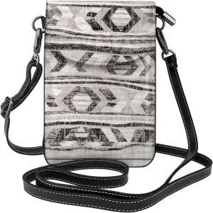 Grey Tribal Crossbody Bag For Women Leather Cellphone Shoulder Purses Fashion Travel Designer Wallet