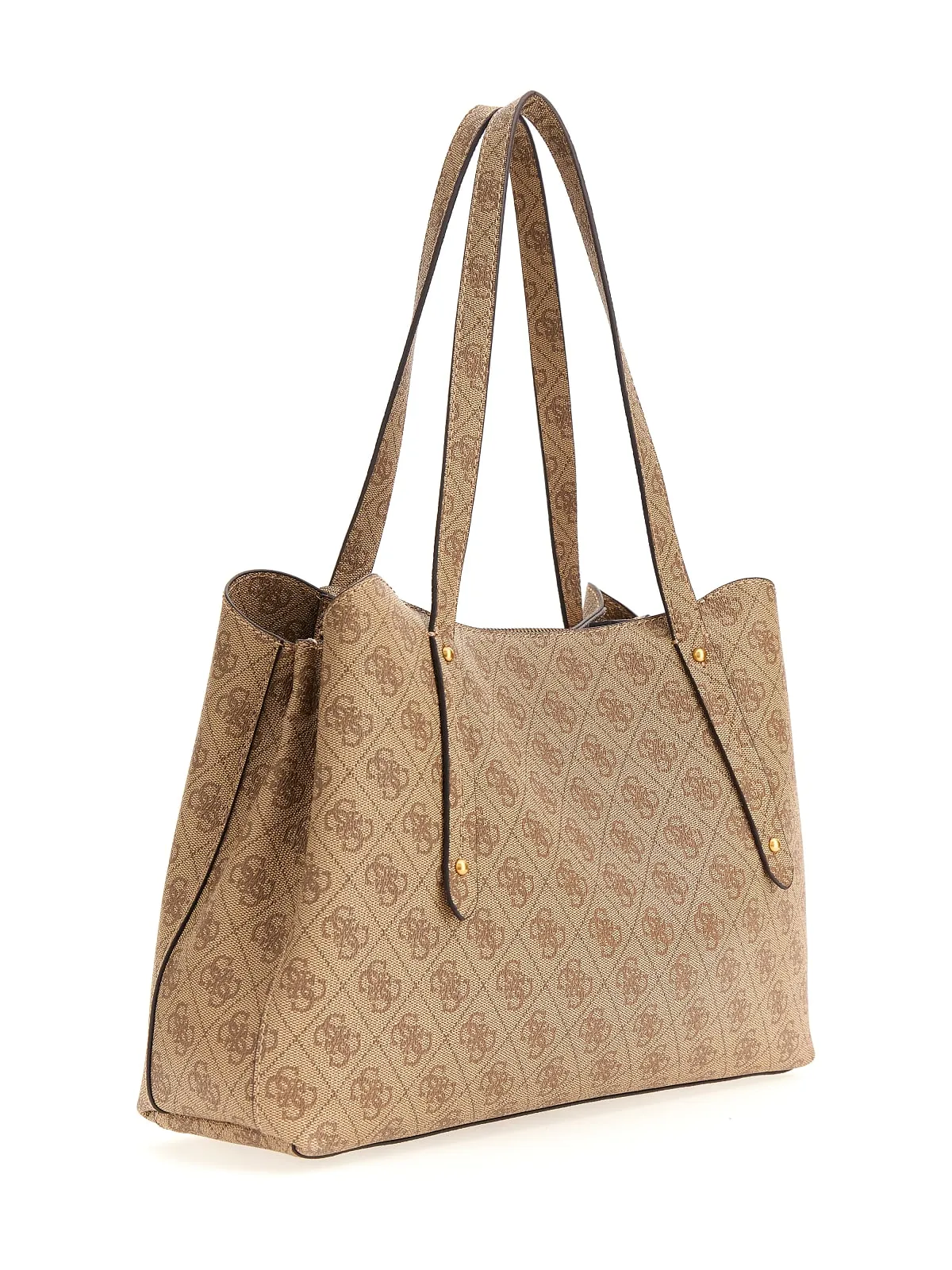 Guess Eco Brenton Girlfriend Satchel In 4G Lattee For Women
