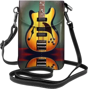 Guitar Bass Music Musical Instruments Crossbody Bag For Women Leather Cellphone Shoulder Purses Fashion Travel Designer Wallet, Black