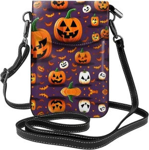 Happy-Halloween-Day Trick-Or-Treat Crossbody Bag For Women Leather Cellphone Shoulder Purses Fashion Travel Designer Wallet, Black