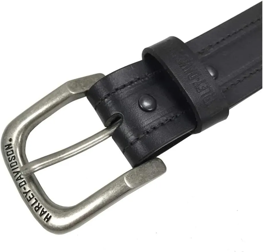 Harley-Davidson Men's Road Trip H-D Genuine Leather Belt - Antique Nickel Buckle