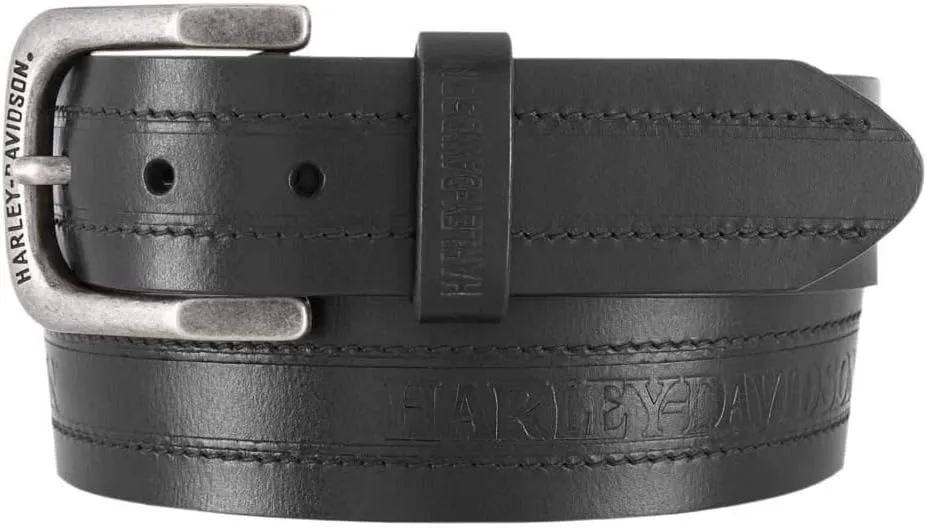 Harley-Davidson Men's Road Trip H-D Genuine Leather Belt - Antique Nickel Buckle