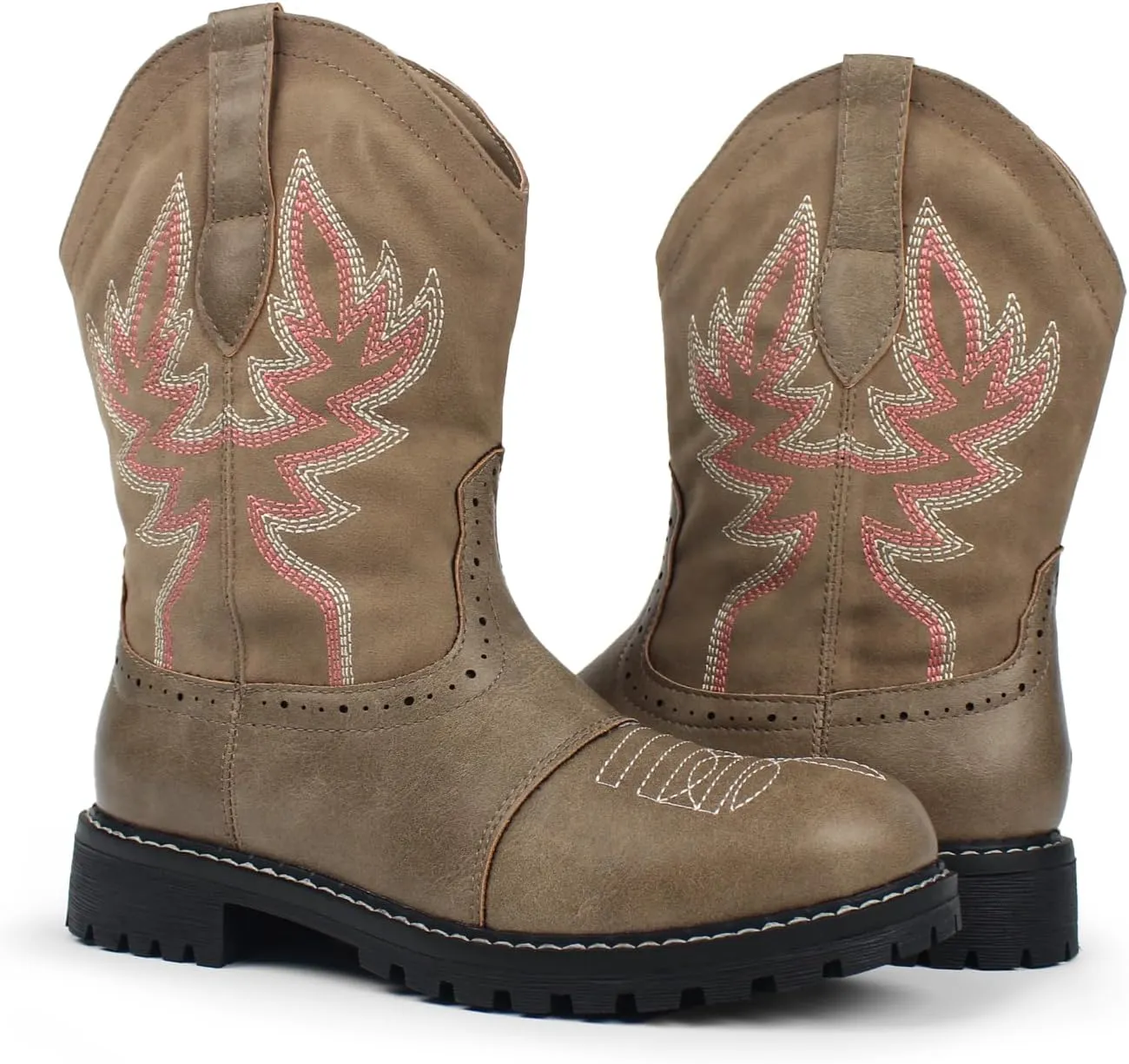Hawkwell Women's Mid Calf Western Cowboy Cowgirl Boot Round Toe Embroidered Fashion Boots