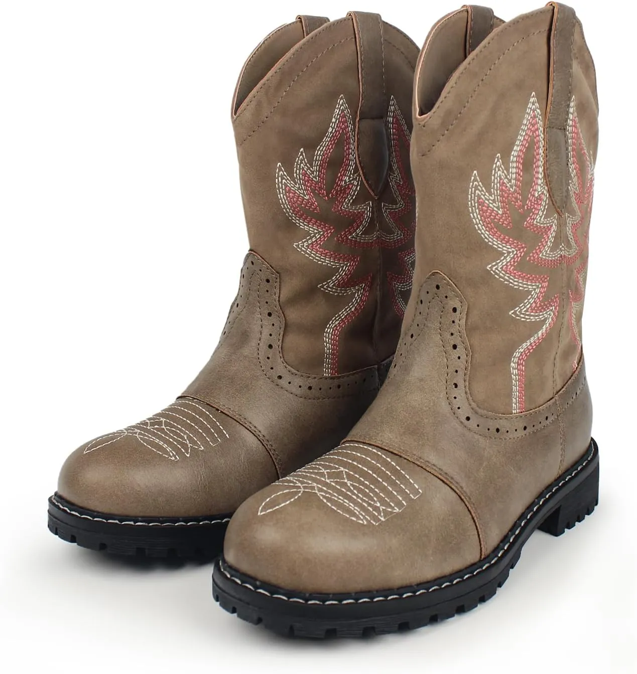Hawkwell Women's Mid Calf Western Cowboy Cowgirl Boot Round Toe Embroidered Fashion Boots