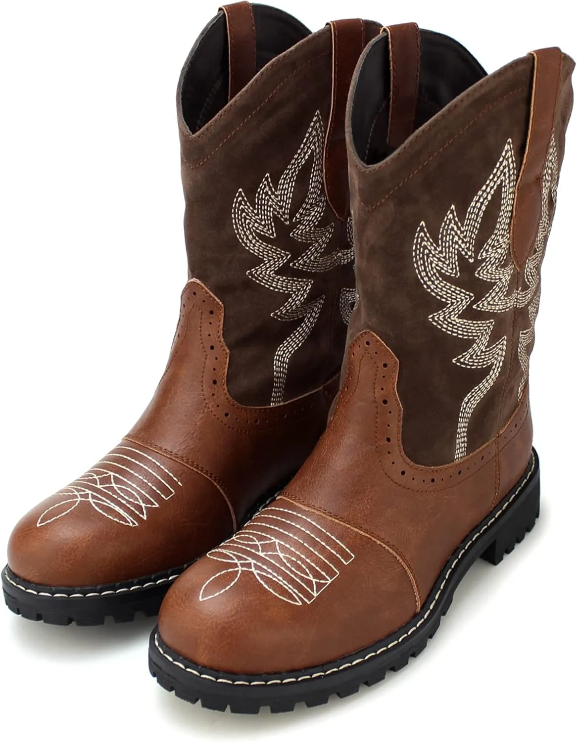 Hawkwell Women's Mid Calf Western Cowboy Cowgirl Boot Round Toe Embroidered Fashion Boots