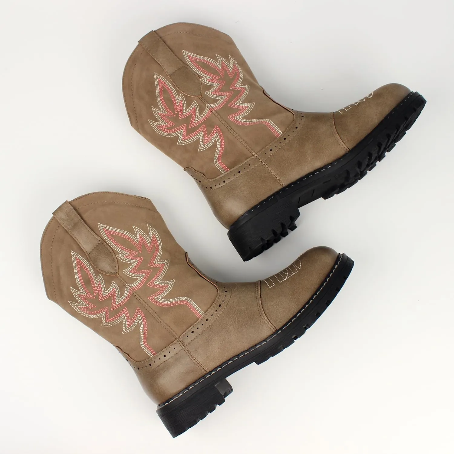 Hawkwell Women's Mid Calf Western Cowboy Cowgirl Boot Round Toe Embroidered Fashion Boots