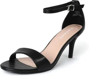 J. Adams Dove Ankle Strap Womens Stiletto For Women Sexy - Open Toe Strappy Heels, Wedding Shoes For Bride, Summer Heels and Bridal Shoes - Black - 6