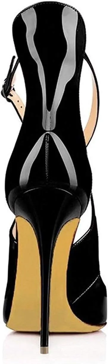 JITUUE Women's Pointed Toe Crisscross Strappy High Heels Stiletto Pumps Ladies Ankle Buckle Strap Party Wedding Dress Shoes