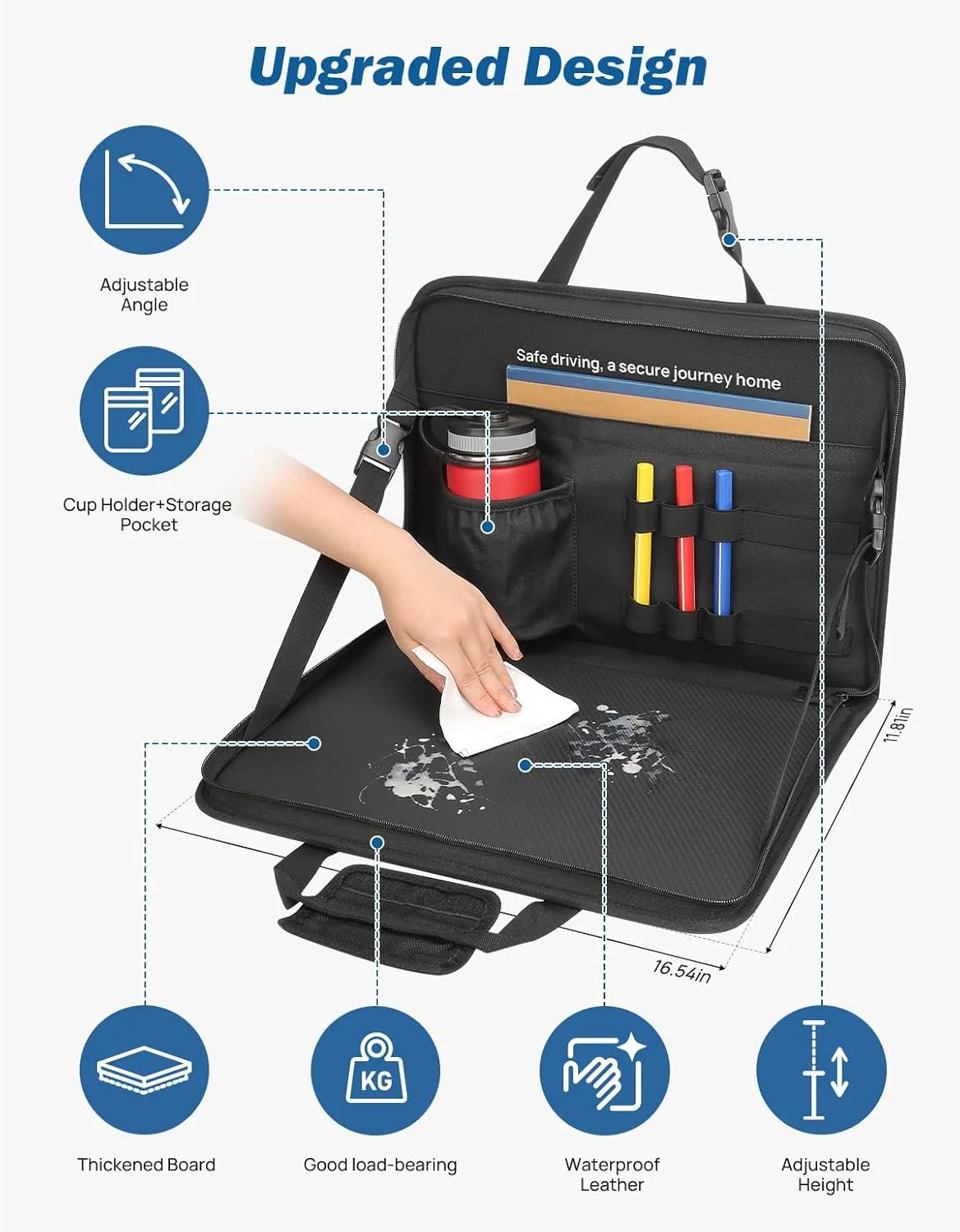 JOYTUTUS Steering Wheel Tray, Car Multifunctional Laptop Desk, Car Office Bag, Back Seat Headrest Table for Eating, Fit for Large Car, Like Large Trucks, Pickups, semi-Trailers, etc.