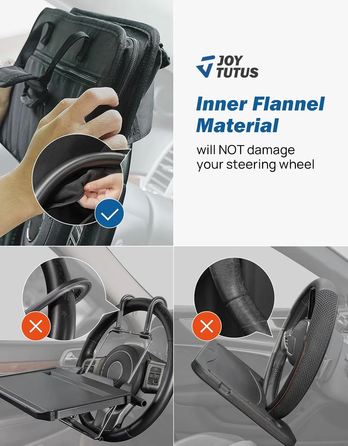 JOYTUTUS Steering Wheel Tray, Car Multifunctional Laptop Desk, Car Office Bag, Back Seat Headrest Table for Eating, Fit for Small Sedan and Small SUV, Like The Honda Civic, Honda CR-V, etc.