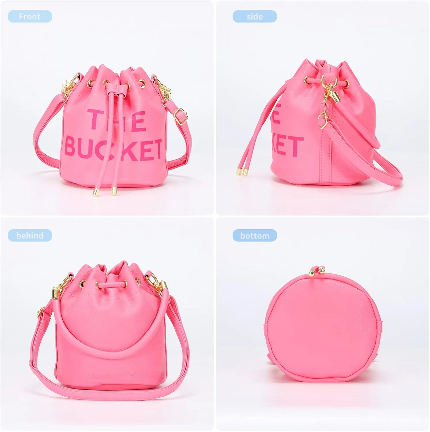 JQAliMOVV Mini Leather Bucket Bags for Women Drawstring Bucket Purse Crossbody Handbags Hobo Bag