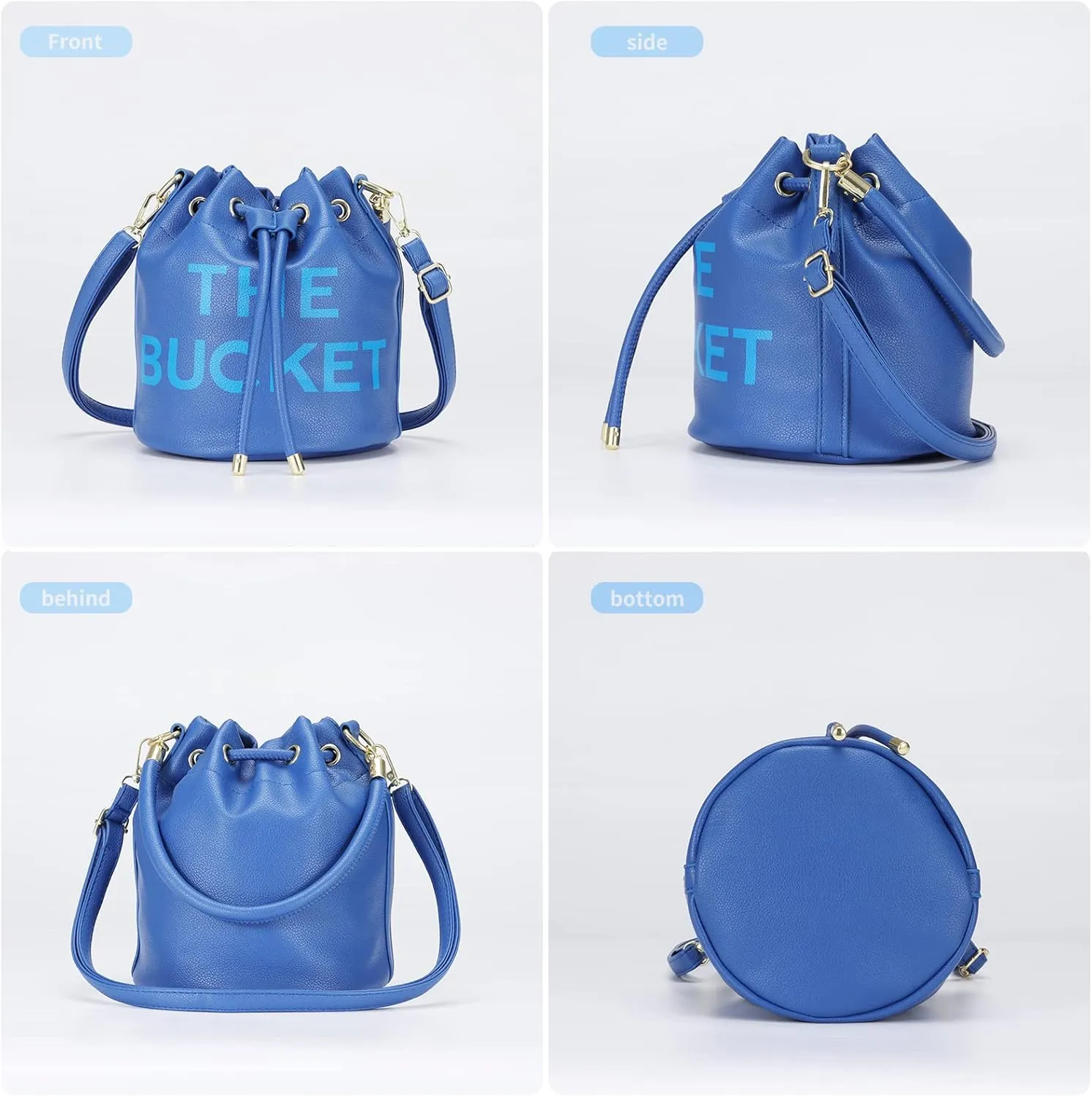 JQAliMOVV Mini Leather Bucket Bags for Women Drawstring Bucket Purse Crossbody Handbags Hobo Bag