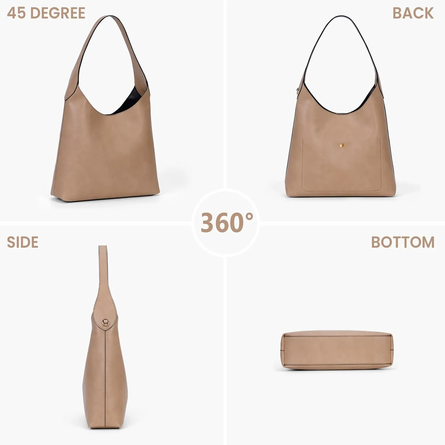JQWYGB Hobo Bags Slouchy Tote Bag for Women Vegan Leather Shoulder Work Bag Designer Handbag Trendy Slouch Purse