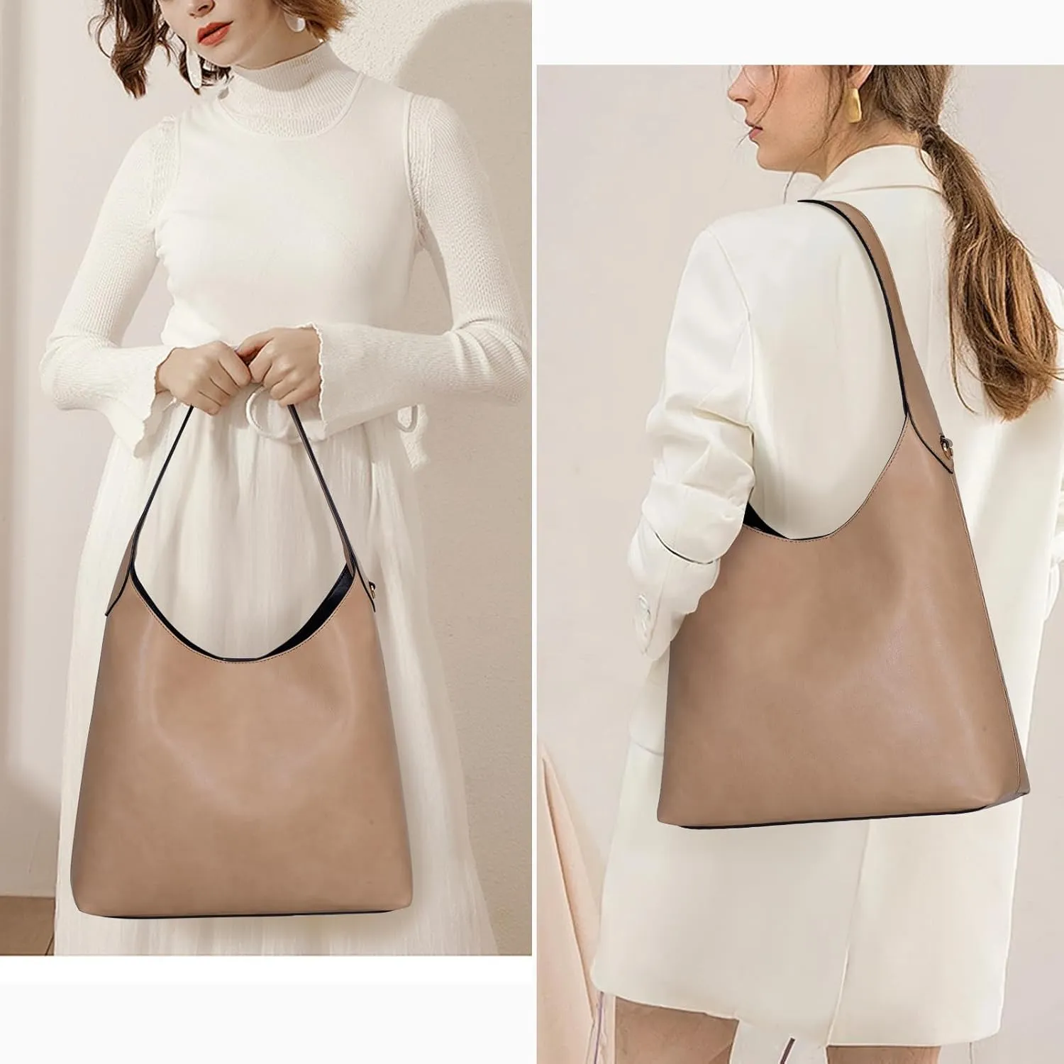 JQWYGB Hobo Bags Slouchy Tote Bag for Women Vegan Leather Shoulder Work Bag Designer Handbag Trendy Slouch Purse