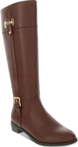 Karen Scott Womens Deliee 2 Faux Leather Riding Boots Brown 8.5 Medium (B,M)