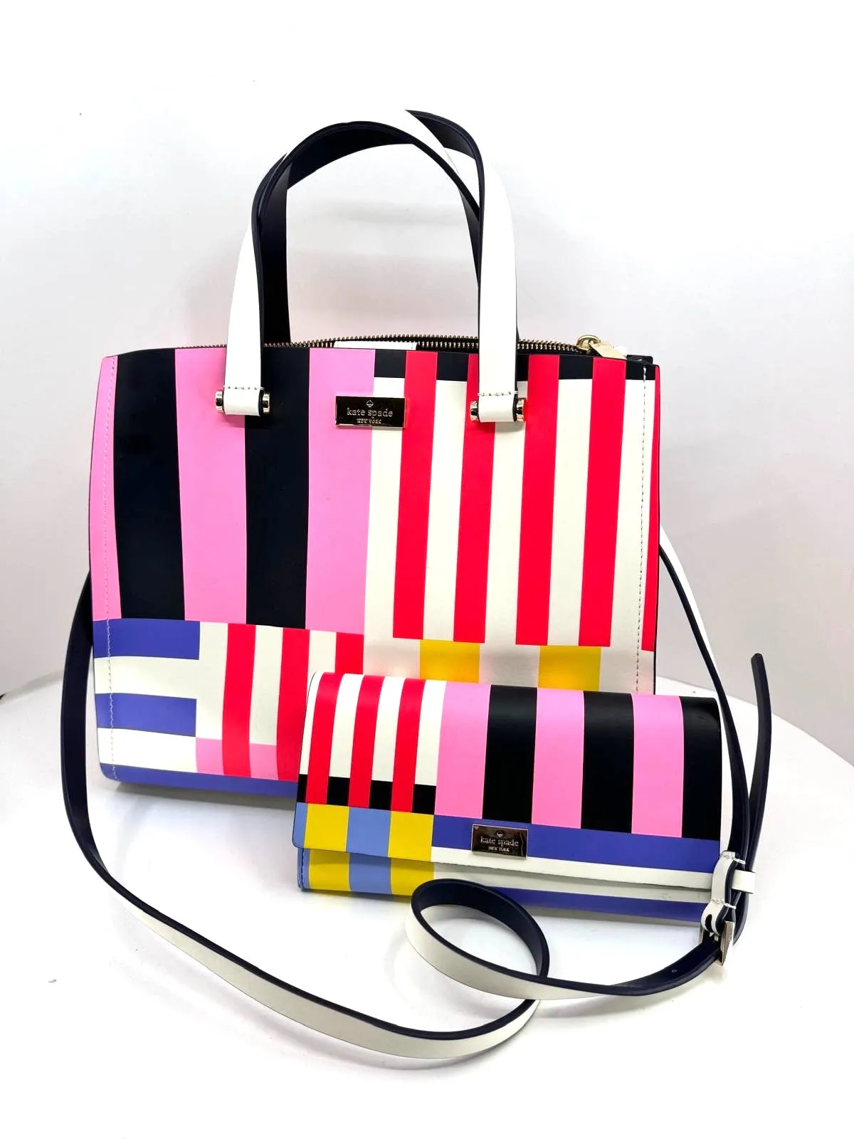 KATE SPADE NY ARBOUR HILL FLAGSTRIPE SATCHEL BAG