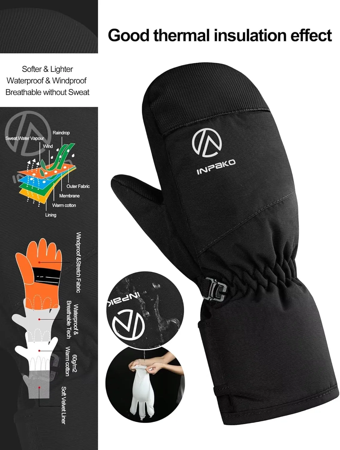 Kids Ski Gloves Waterproof Winter Snow Gloves for Boys Girls Cold Weather Windproof Warm Mittens for Snowboard Sport Outdoor