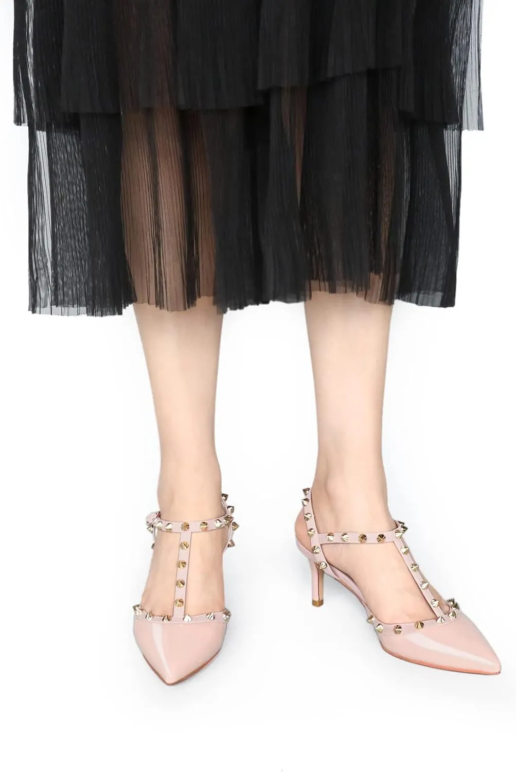 Kitten Heels Strappy Sandals for Women Slingback Pumps Closed Toe Sandals