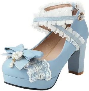 KOKOMOMO Womens Kawaii Platform Lolita Shoes Block High Heel Strappy Pumps