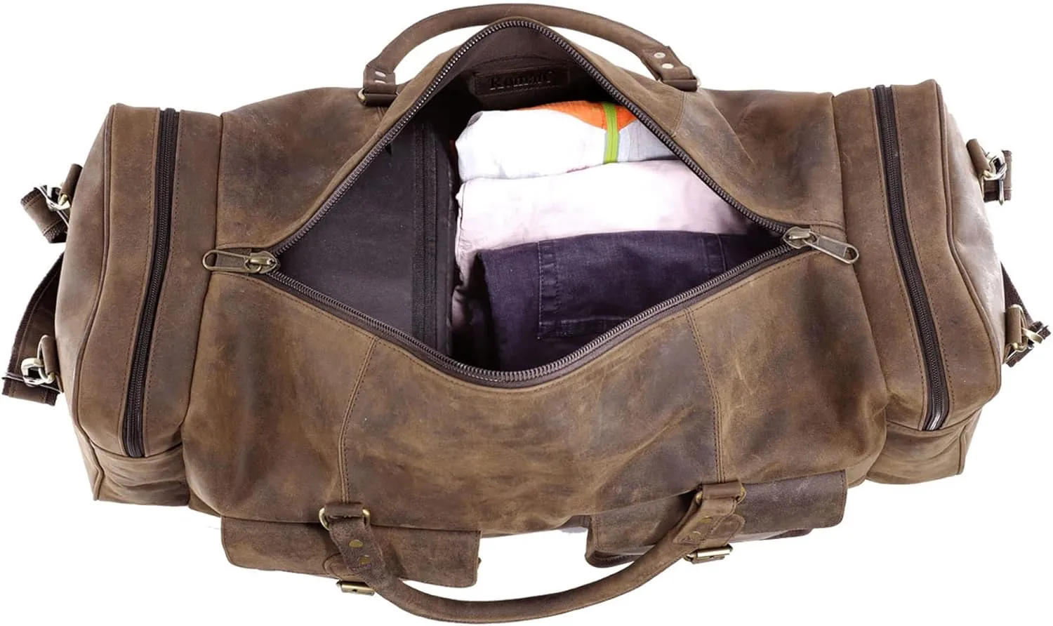 KomalC 24 inch Duffel Bag Travel Sports Overnight Weekend Leather Duffle Bag for Gym Sports Cabin Holdall bag