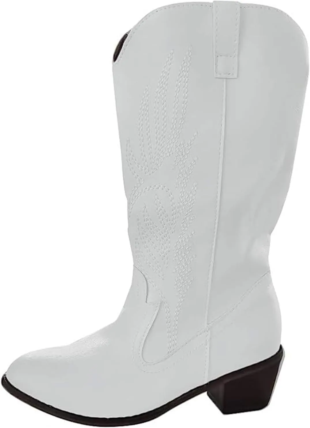 Ladmiple Cowboy Boots For Women Wide Calf Low Heel Cowgirl Western Boots Knee High Embroidered Chunky Heel Fashion Boots