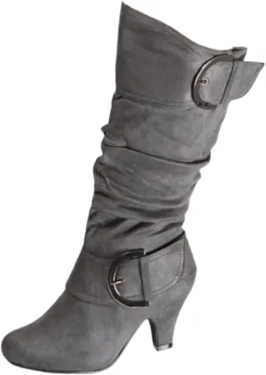 Ladmiple Fall Boots Women Knee High Wide Calf Slouchy Western Cowboy Boots Fashion Pointed Toe Cone Heel Cowgirl Boots