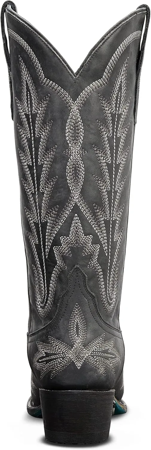 Lane Lexington Mid Calf Boot Distressed Jet Black