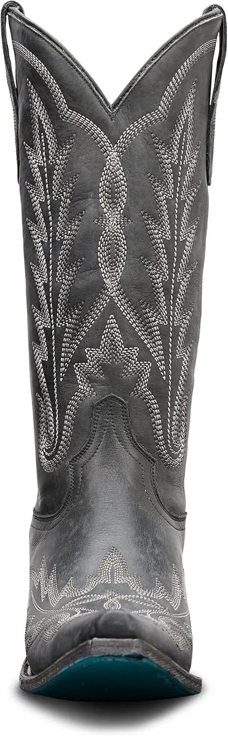 Lane Lexington Mid Calf Boot Distressed Jet Black