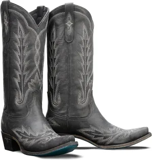 Lane Lexington Mid Calf Boot Distressed Jet Black