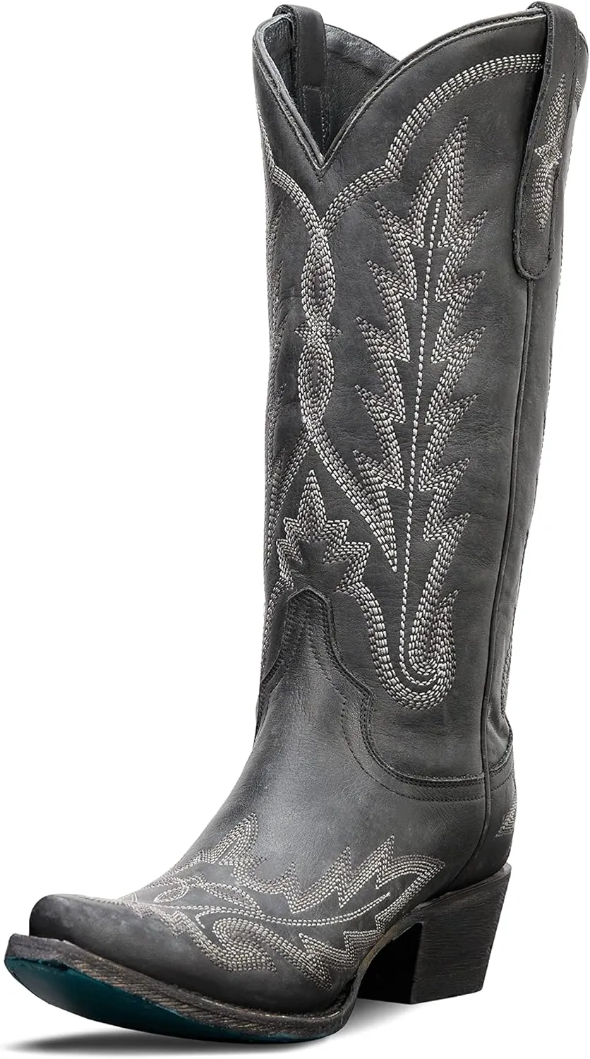 Lane Lexington Mid Calf Boot Distressed Jet Black