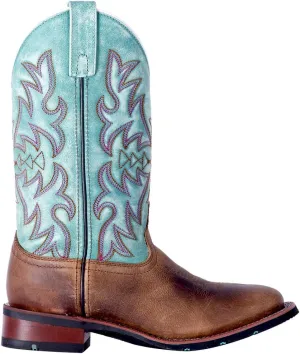 Laredo Womens Anita Embroidered Square Toe Casual Boots Mid Calf Low Heel 1-2" - Blue, Brown