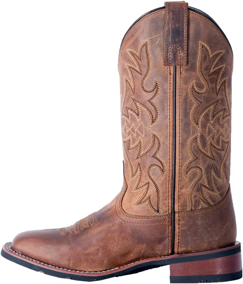 Laredo Womens Anita Embroidered Square Toe Casual Boots Mid Calf Low Heel 1-2" - Blue, Brown