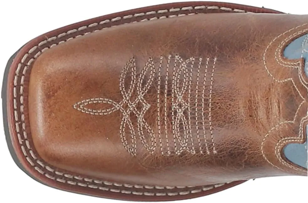 Laredo Womens Darla Square Toe Embroidered Casual Boots Low Heel 1-2" - Blue