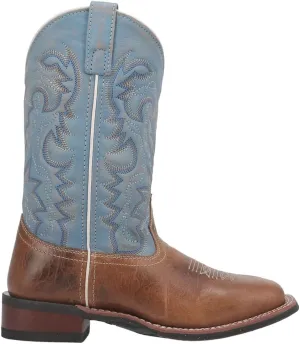 Laredo Womens Darla Square Toe Embroidered Casual Boots Low Heel 1-2" - Blue