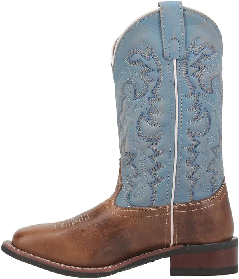 Laredo Womens Darla Square Toe Embroidered Casual Boots Low Heel 1-2" - Blue