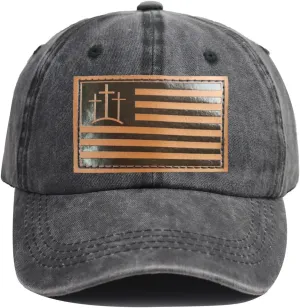 Leather Jesus Hats for Men Women, Religious Gifts for Women Men, Adjustable Embroidered Cotton Christian Baseball Cap