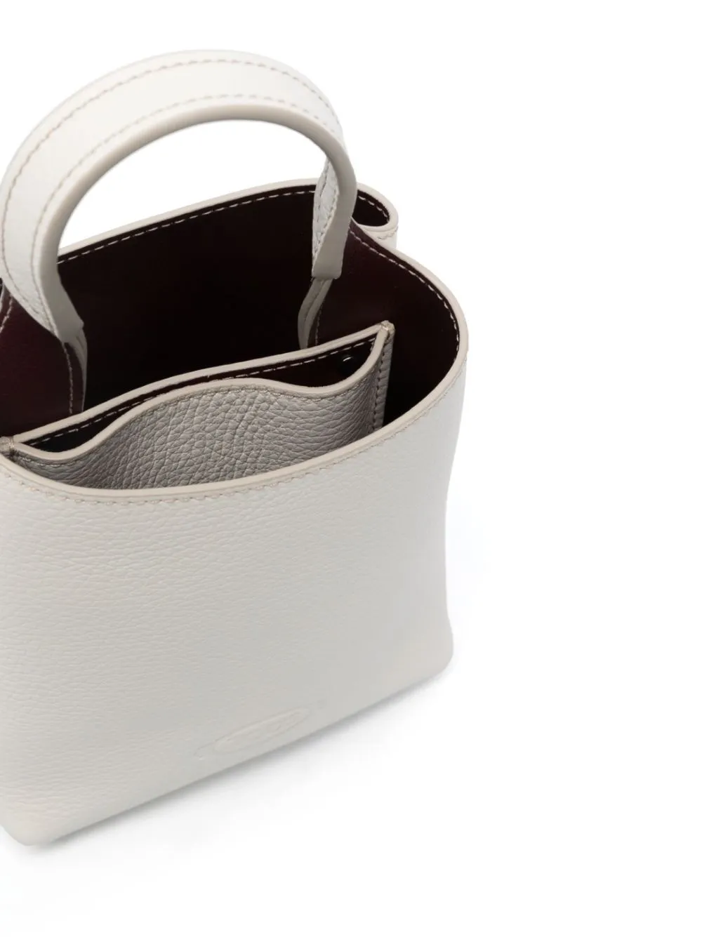 Leather micro bucket bag