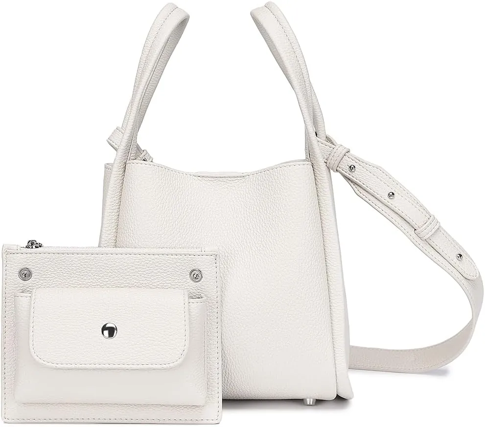 Leather Tote Bag Slouchy Handbag with Zipper Stylish for Women's