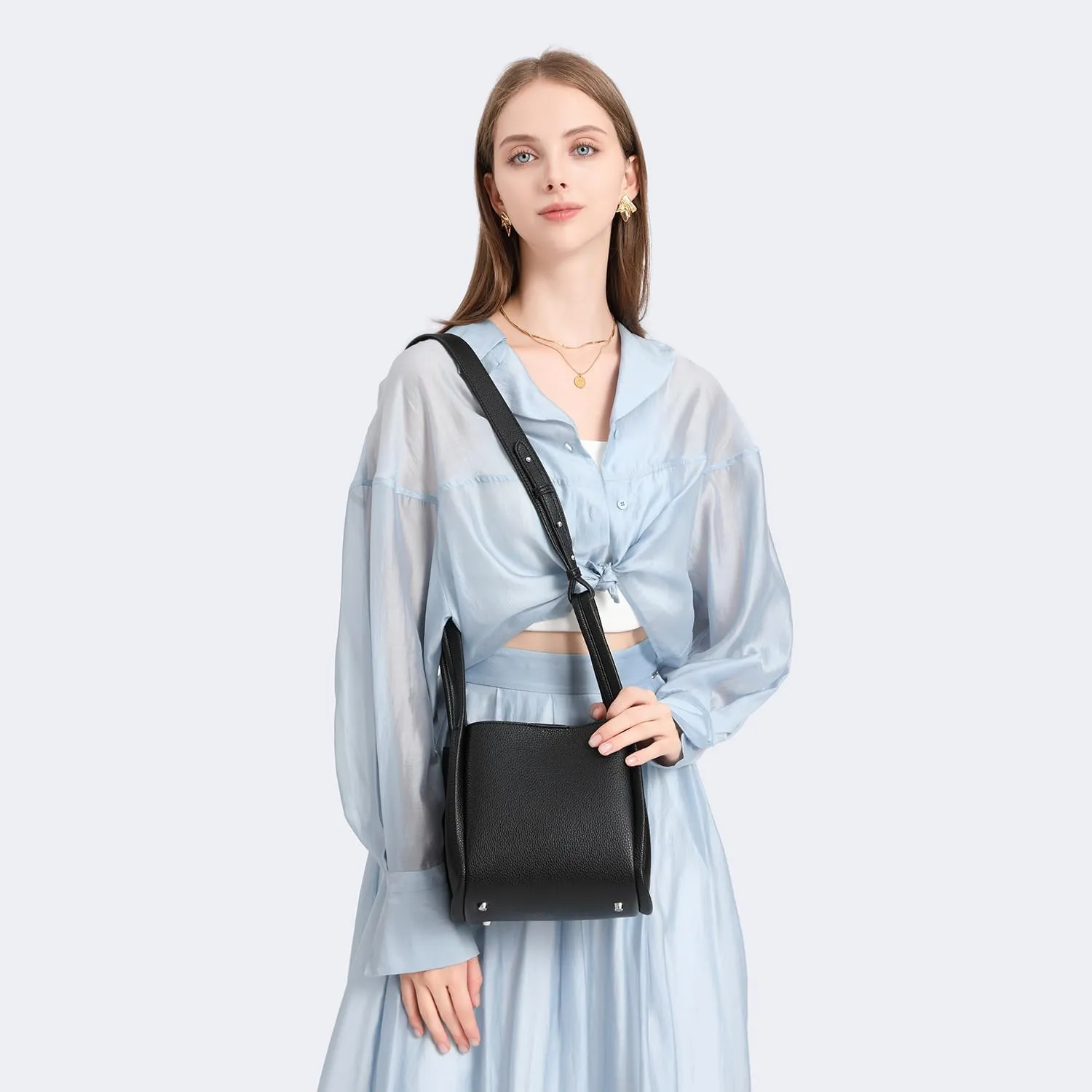 Leather Tote Bag Slouchy Handbag with Zipper Stylish for Women's