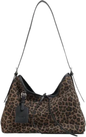 Leopard Print Tote Bags For Women,Cheetah Purse,Leopard Print Knitted Shoulder Bag,Slouchy Shoulder Purse,Brown Vintage Hobo Bag Large Capacity Work Tote Bag,Women Traveling Bag